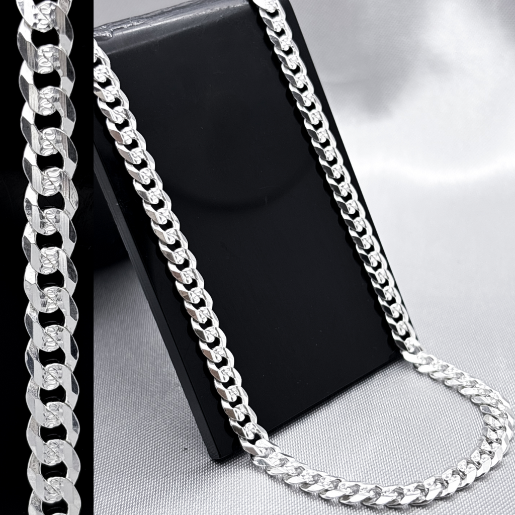 #CAD172 - Cadena Cubana Diamantada Plata - 150 - 6mm - CAD30.6