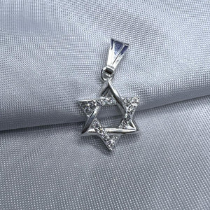 #D487 - Dije Estrella De David Con Piedra Zirconia Plata  - F2.5
