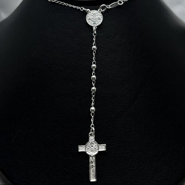 #MR124 - Rosario De San Benito Liso Plata - 3 mm - C06/8.0