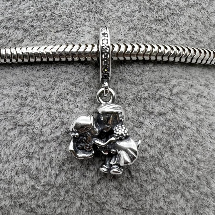 #PAN361 - Charm Pareja De Novios Con Zirconia Plata - B11/2.9