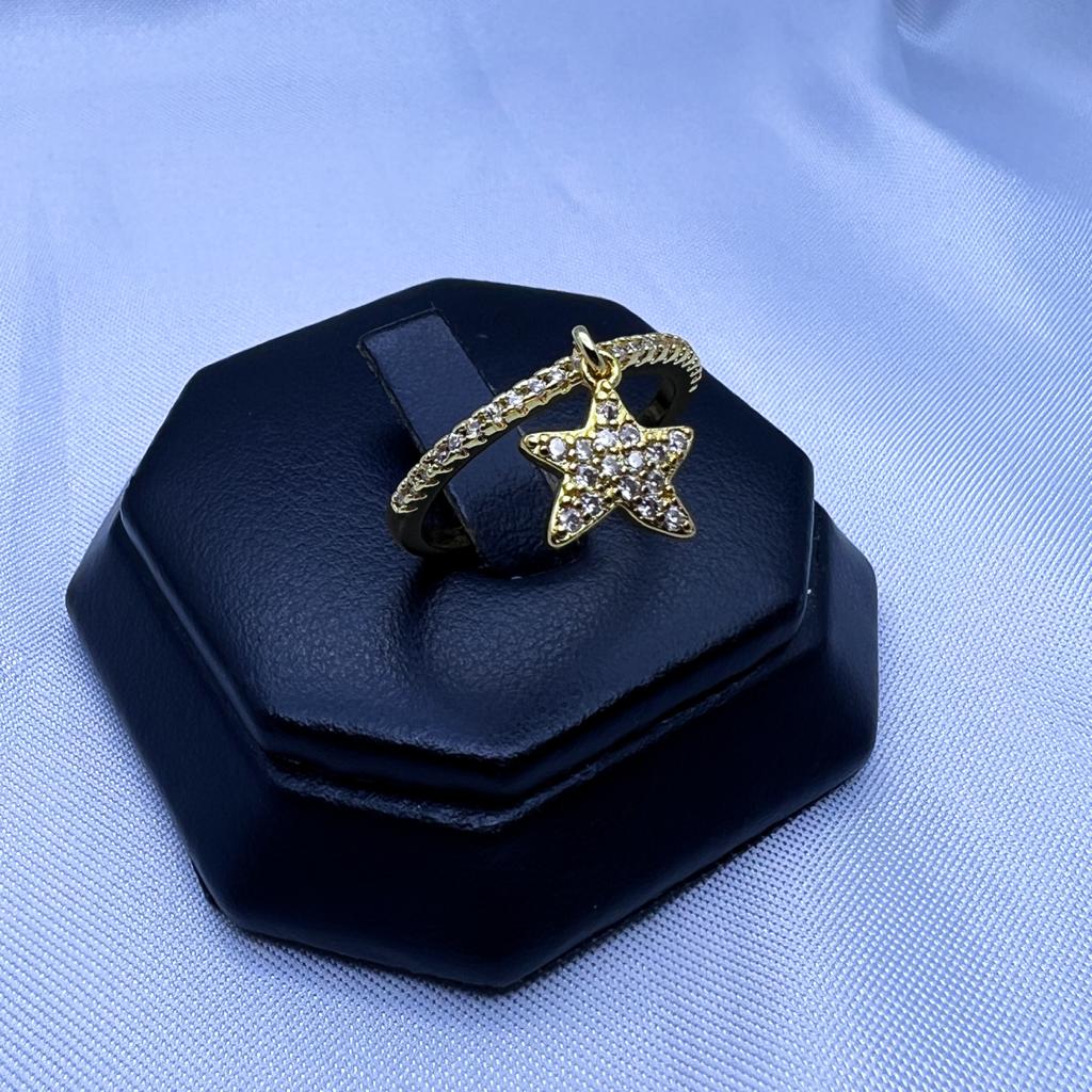 #AOL123 - Anillo Colgante De Estrella De Oro Laminado De 18k
