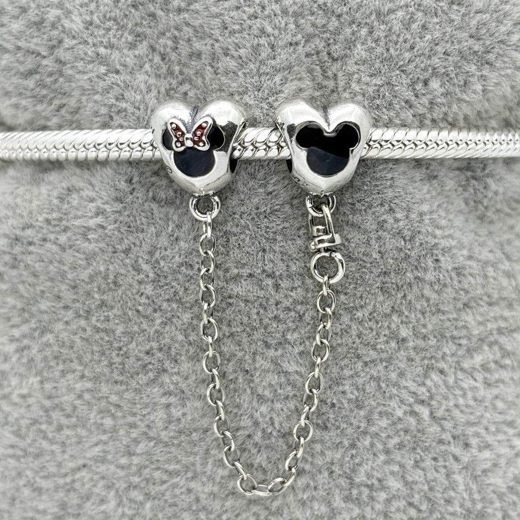#PAN448 - Charm De Minnie Y Mickey Con Cadena Plata - B12/3.9