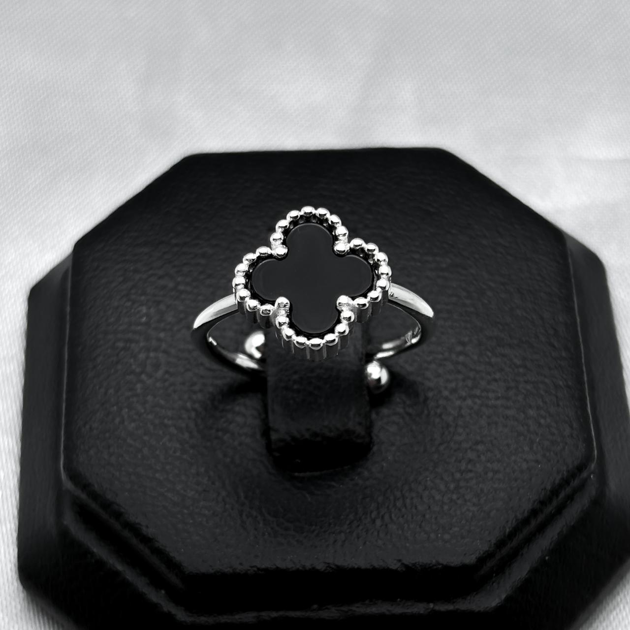#AD155 - Anillo Ajustable Trébol Tipo Van Cleef Plata - PU2.7