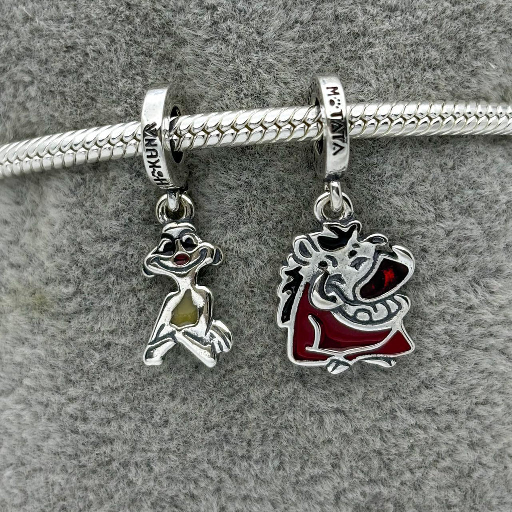 #PAN454 - Charm Doble Timón Y Pumba Plata - B11/3.3