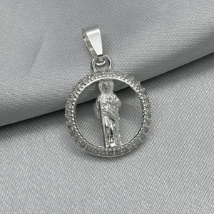 #D271 - Dije/Medalla De San Judas Tadeo Con Zirconia Plata - F3.3