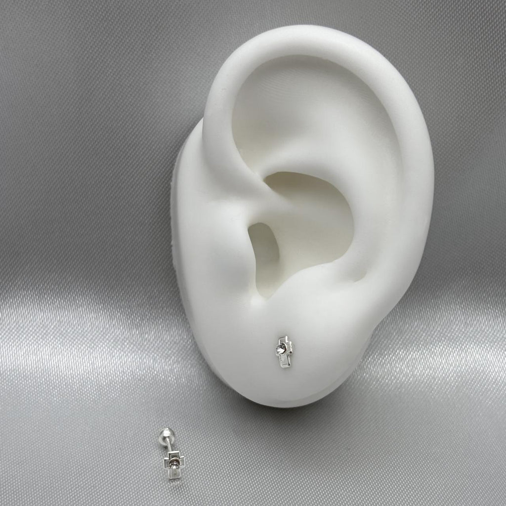#BR137 - Broquel Cruz Piedra Zirconia Plata - E16