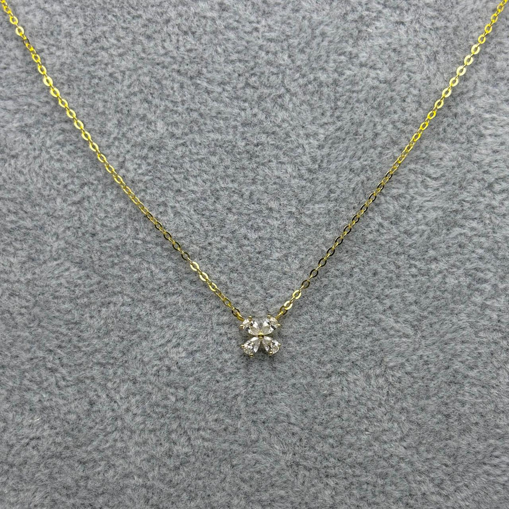 #G10120 - Gargantilla Con Flor De Piedra De Oro 10k - T07/1.0