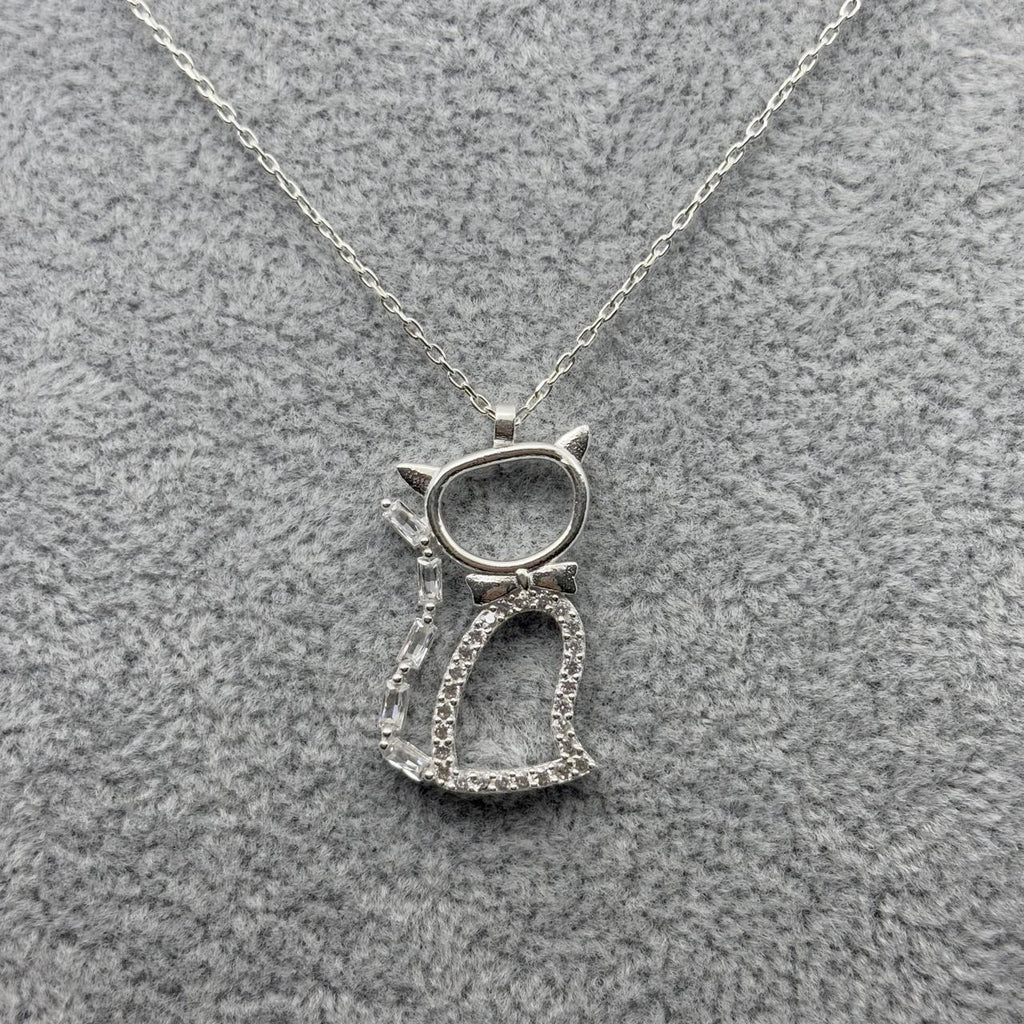 #G104 - Gargantilla De Gato Con Zirconia Plata - MI3.3