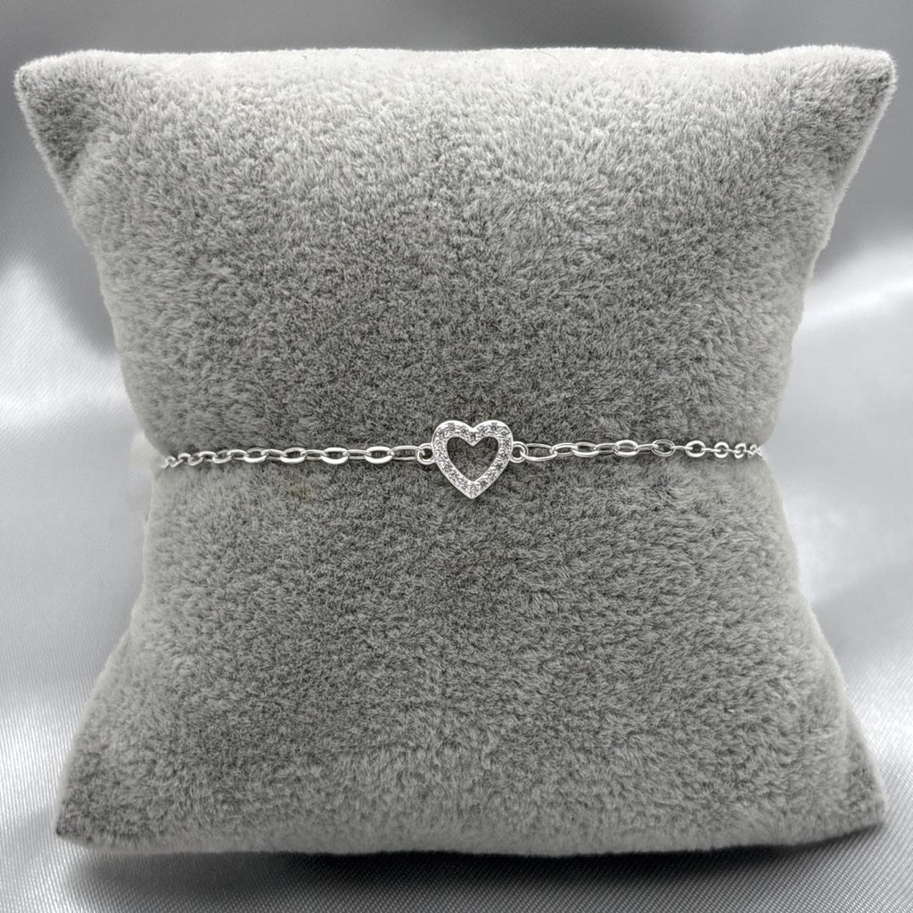 #PA112 - Pulsera Corazón Con Zirconia Plata - LL2.1