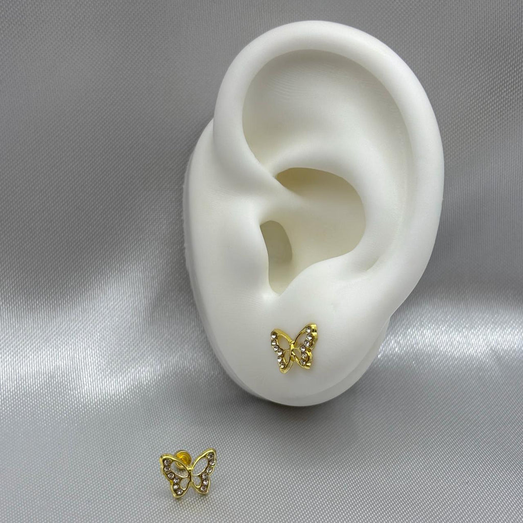#B10244 - Broquel Mariposa Monarca Oro 10k