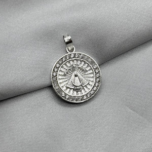 #D363 - Dije Virgen Zapopan Circular Piedra Zirconia Plata - F2.9