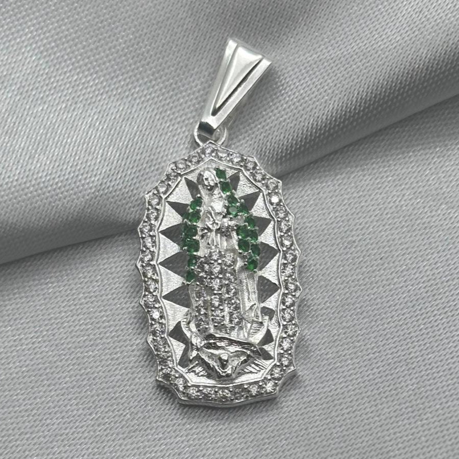 #D108 - Dije Virgen María Con Zirconias Plata - F3.9