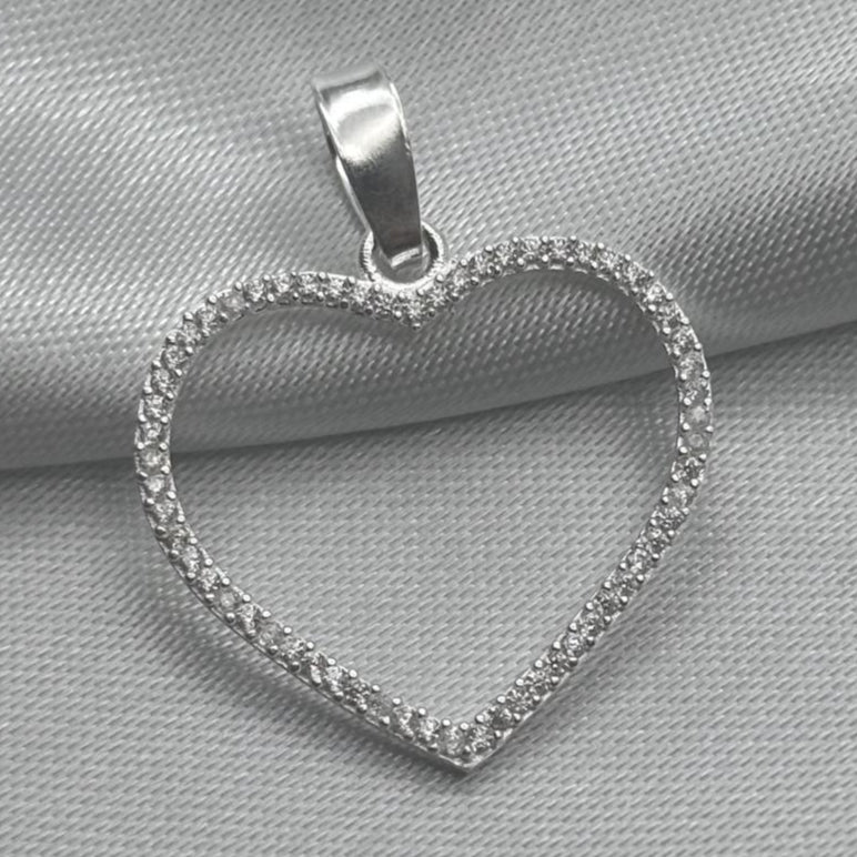 #D135 - Dije De Corazón De Plata Con Zirconias - F1.1