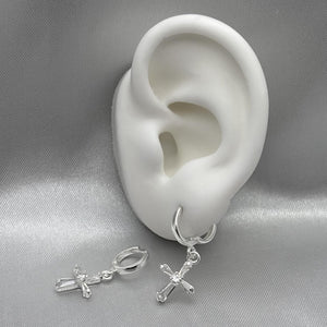 #H158 - Huggie Cruz Colgante Con Zirconia Plata - F3.2