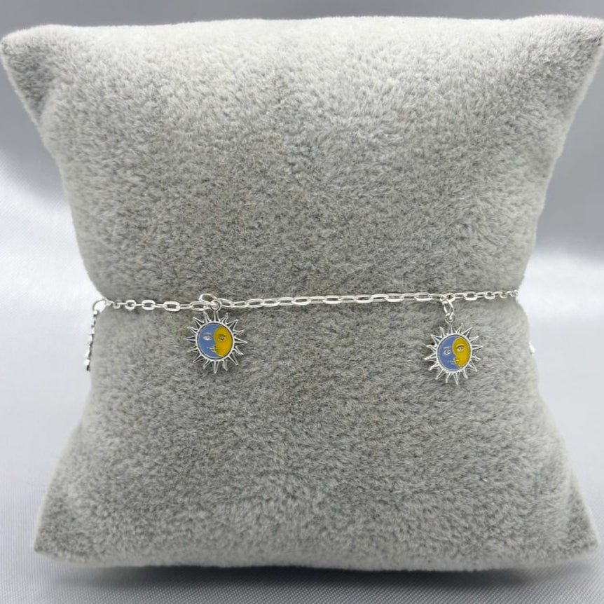 #PA306 - Pulsera De Eclipse Sol/Luna Esmaltado Plata - LL2.0