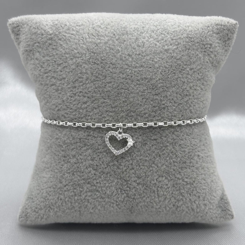#PA196 - Pulsera Corazón Con Destello Plata - LL1.9
