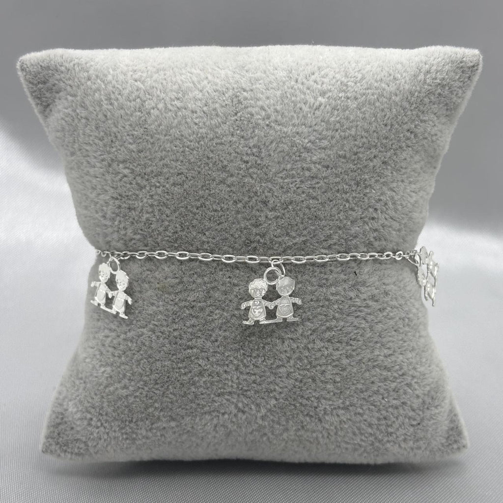 #PA257 - Pulsera Con Colgante De 2 Niños Plata - LL1.9