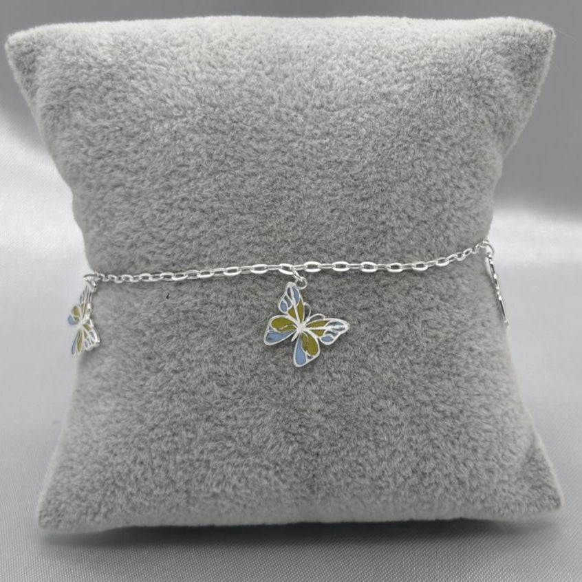 #PA296 - Pulsera Mariposa Esmaltada Plata  - LL2.4