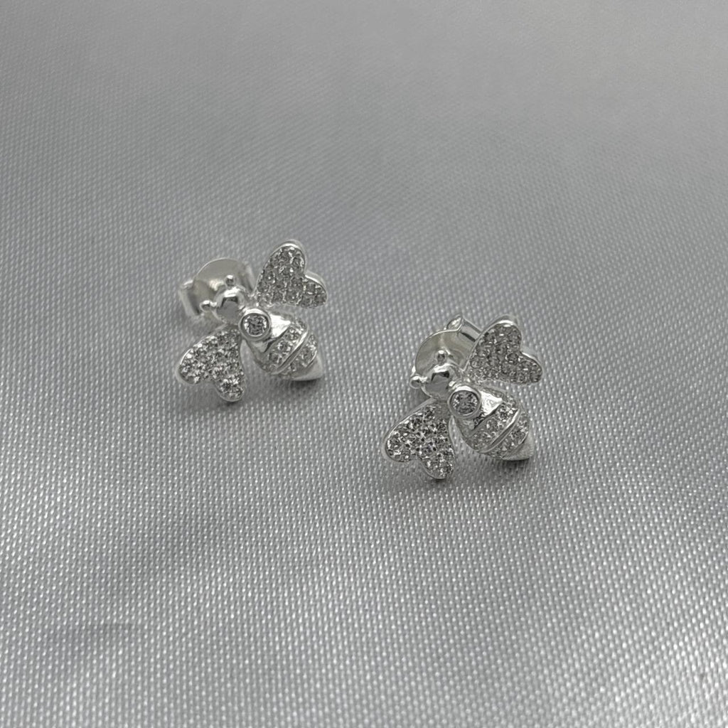 #BR165 - Broquel Abeja Con Zirconias Plata - LL2.2