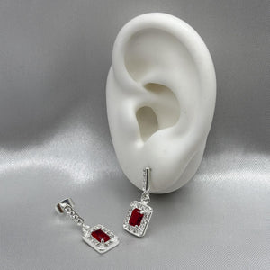 #AR184 - Arete Cuadro Con Piedra Zirconia Central Plata - ZC3.4