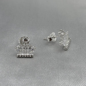 #BR115 - Broquel Corona Real Con Piedra Zirconia Plata - LL2.0