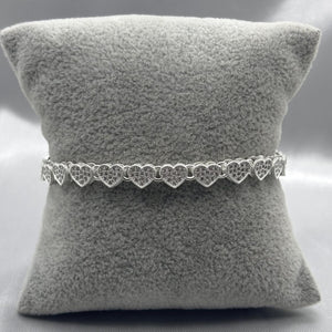 #PA300 - Pulsera Corazocitos Con Zirconias Plata - LL12.5