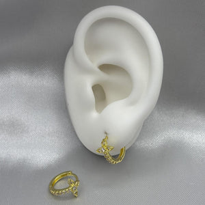 #HOL120 - Huggies Cruz Con Zirconia Oro Laminado 18K