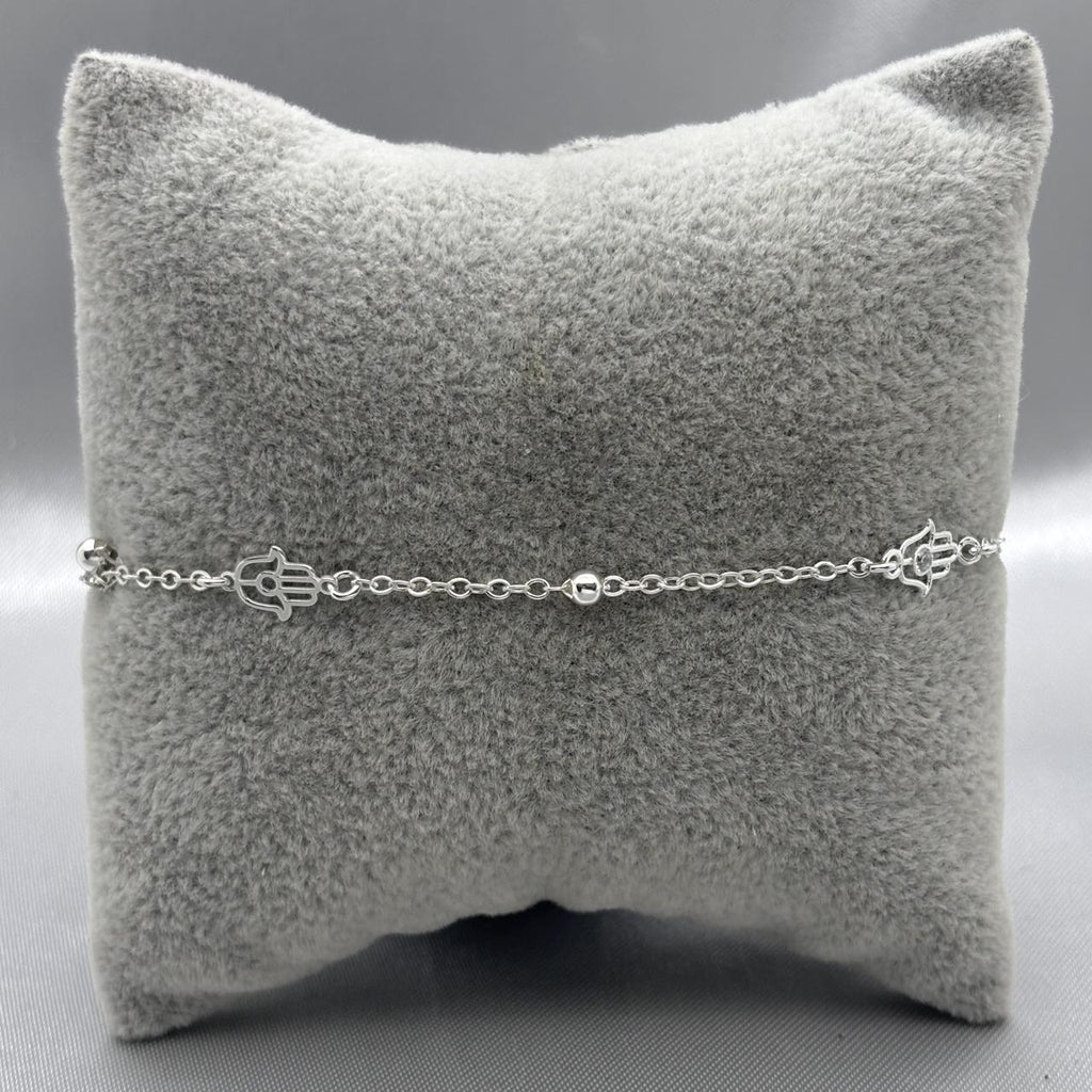 #T118 - Pulsera/Tobillera Mano De Fatima Con Zirconia Plata - LL1.8