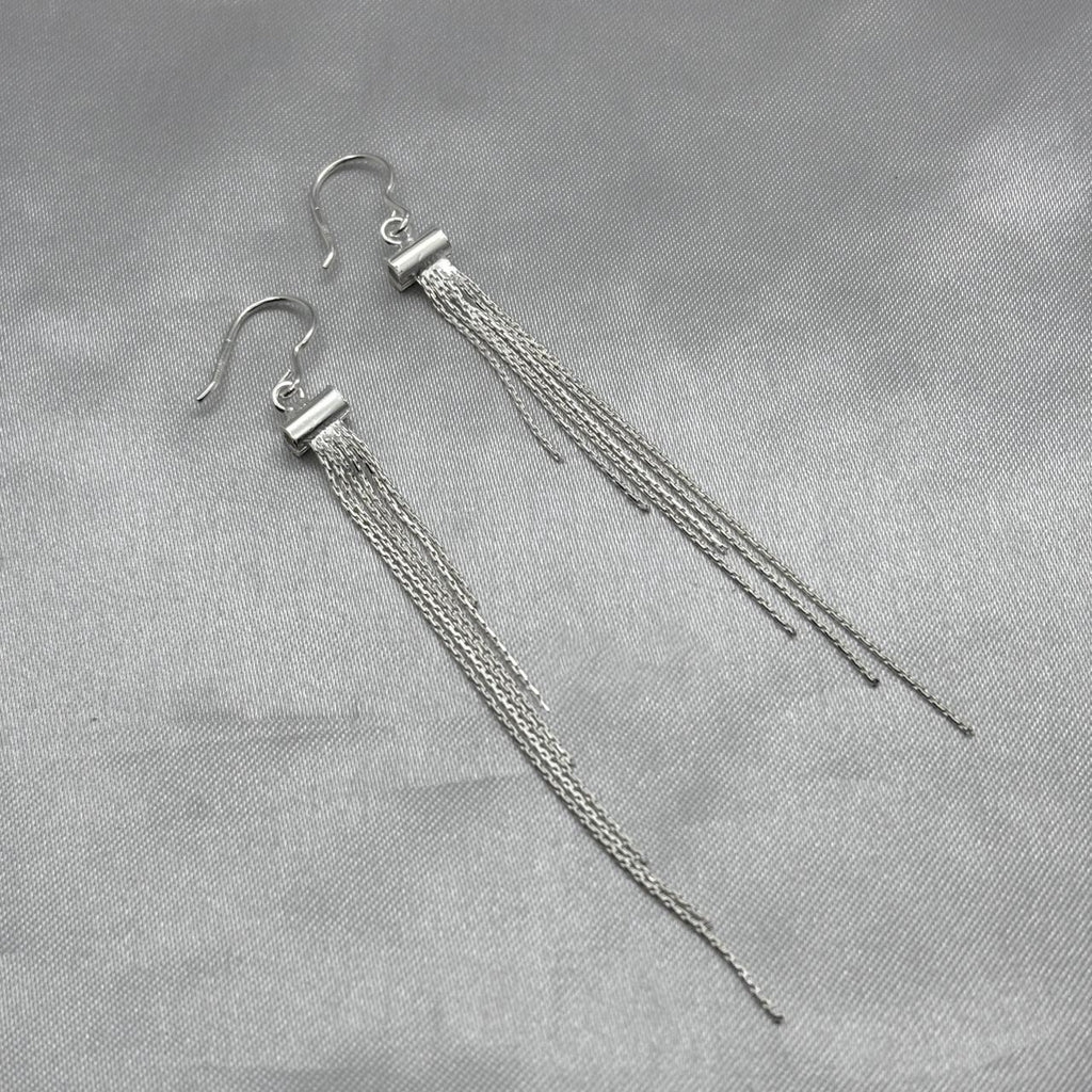 #AR225 - Arete Cilindro Con Colgantes Plata - F4.0