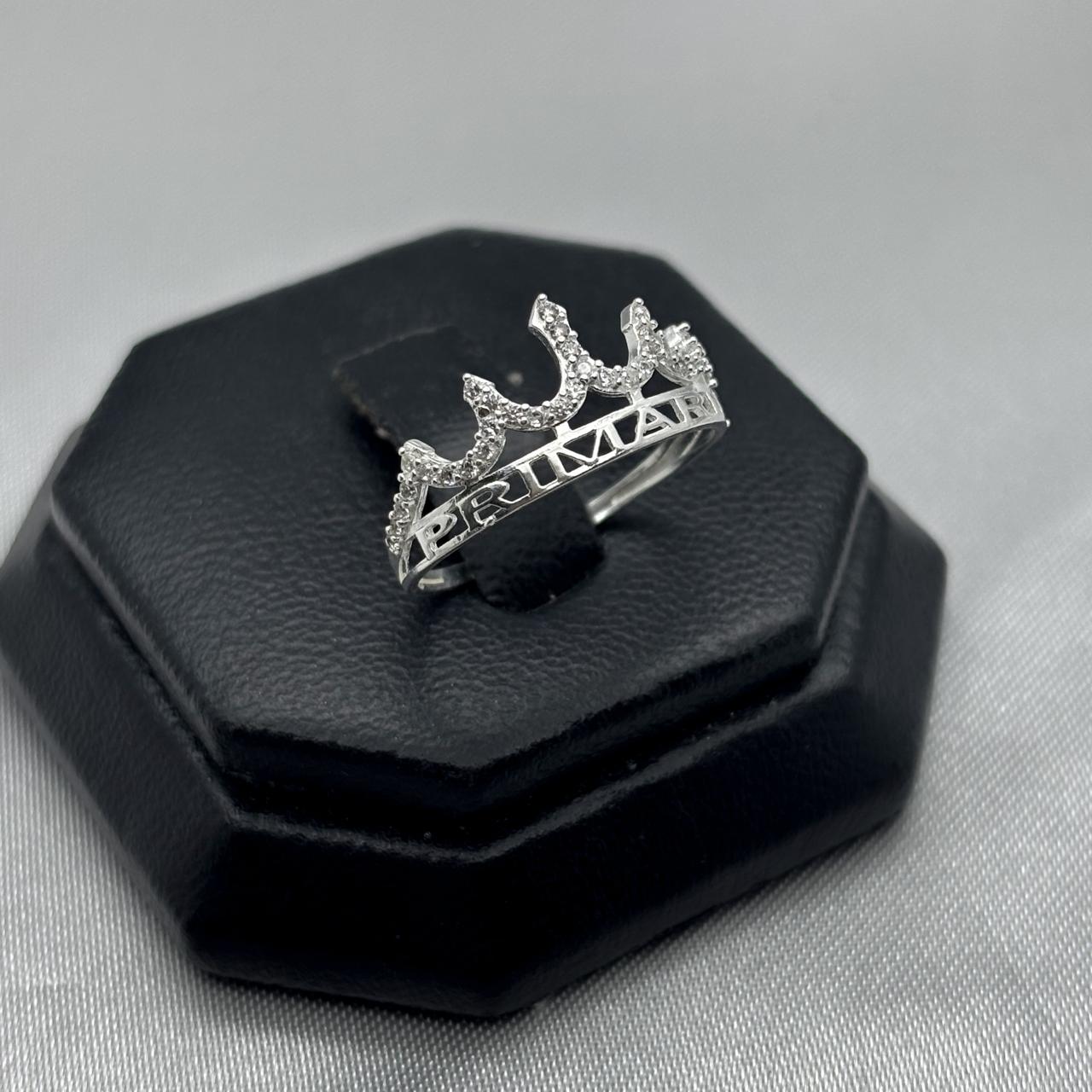 #AD344 - Anillo Graduación Corona Primaria Con Zirconia Plata - F1.2