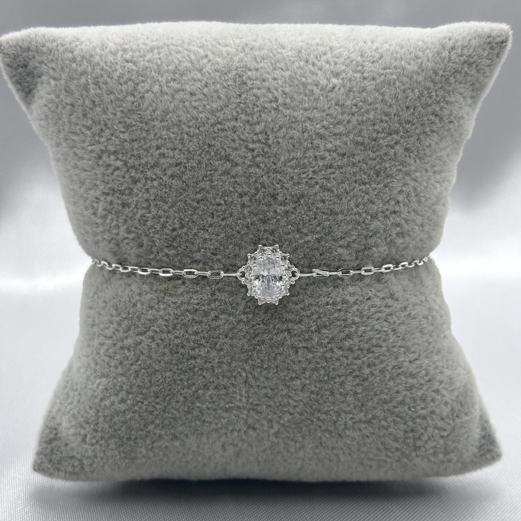 #PA232 - Pulsera Flor Con Zirconia Plata - LL2.1