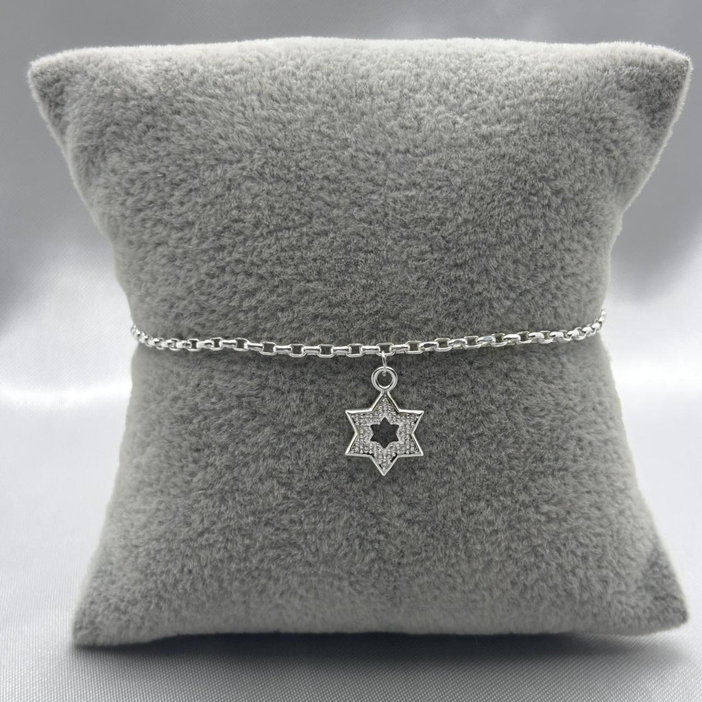#PA220 - Pulsera Estrella De David Con Zirconia Plata - LL2.5