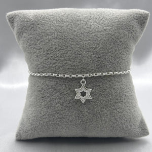 #PA220 - Pulsera Estrella De David Con Zirconia Plata - LL2.5