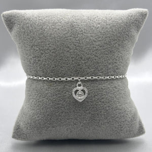 #PA192 - Pulsera Corazón Con Piedra Central Zirconia Plata - LL2.6