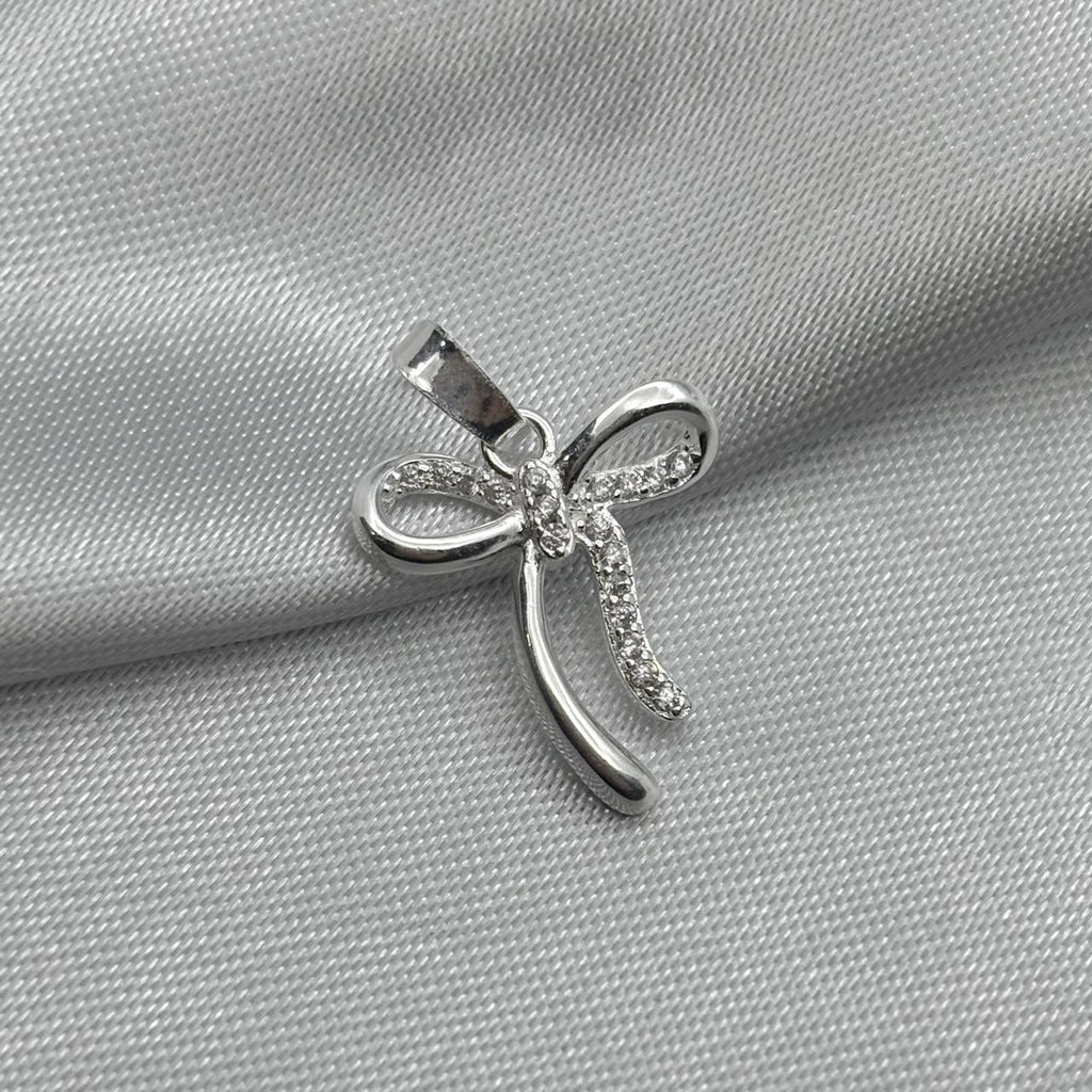 #D522 - Dije Moñito Con Zirconia Plata - 1.2