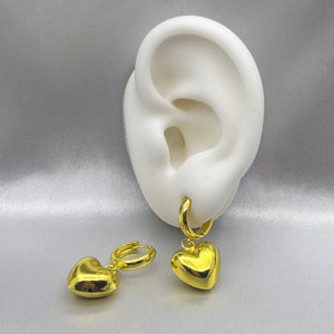 #HOL138 - Huggie Corazón Inflado Oro Laminado 18K