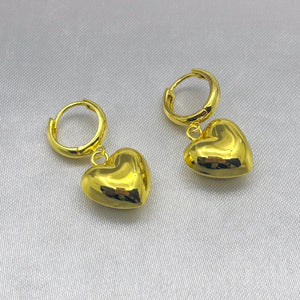 #HOL138 - Huggie Corazón Inflado Oro Laminado 18K