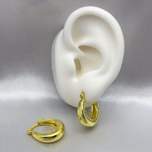#HOL134 - Huggie Con Zirconia Oro Laminado 18K