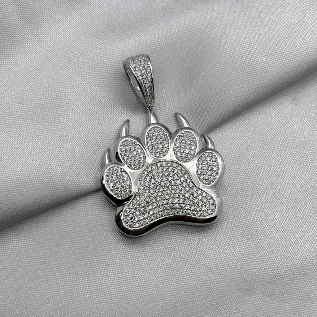 #D249 - Dije Huella Con Zirconia Baño De Rodio Plata - MI16.3