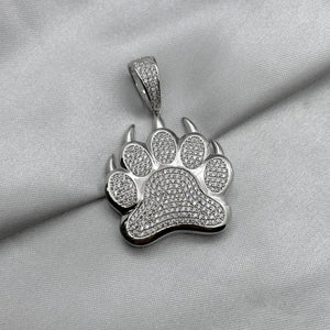 #D249 - Dije Huella Con Zirconia Baño De Rodio Plata - MI16.3