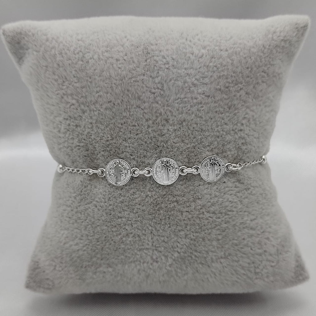 #PA106 - Pulsera Medallas De San Benito Plata - C09/2.8