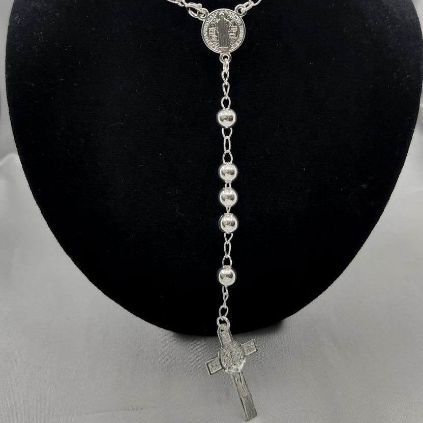 #MR119 - Rosario De San Benito Liso Plata - 6 mm - B05/27.0