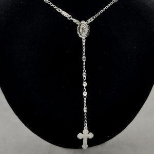 #MR108 - Rosario Virgen De Guadalupe Diamantada Plata - 3 mm - C08/7.8