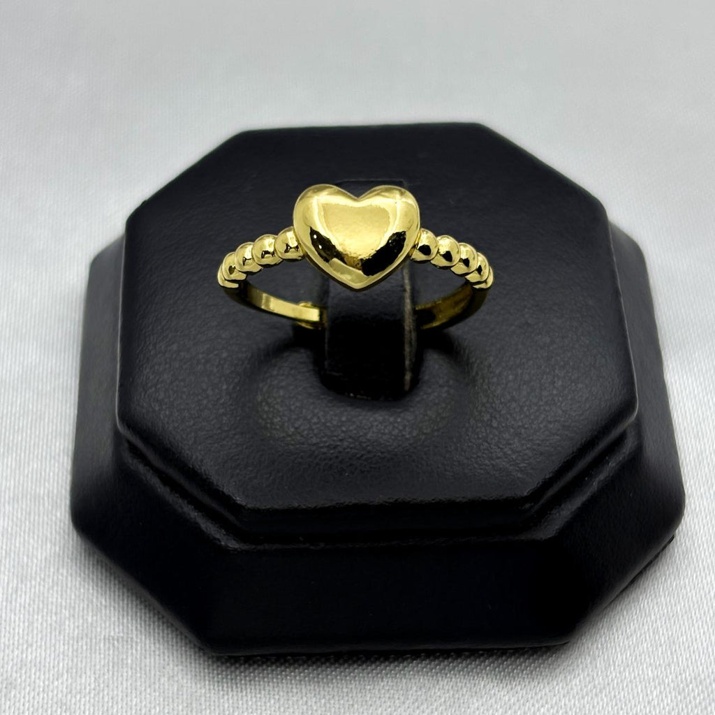 #AOL141 - Anillo Ajustable Corazón Oro Laminado 18K
