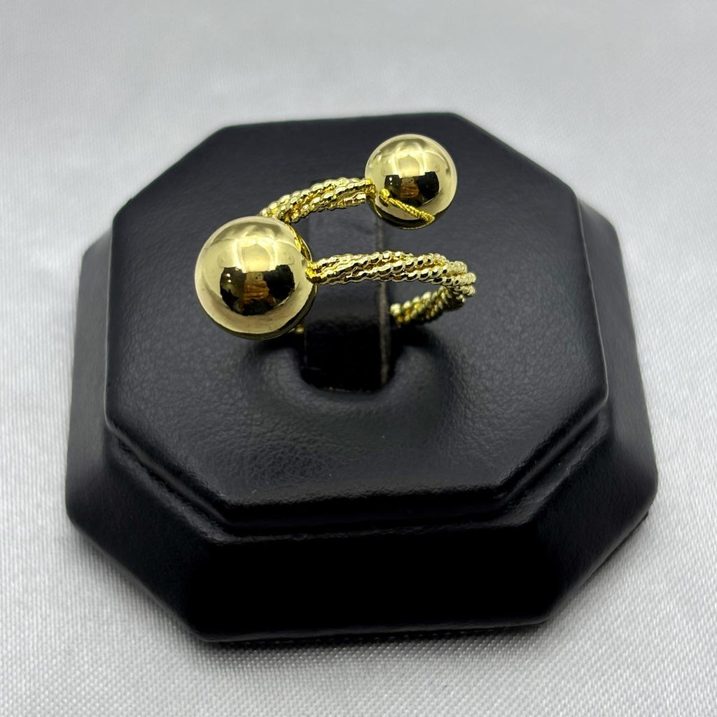 #AOL143 - Anillo Ajustable Esferas Oro Laminado 18K