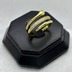 #AOL142 - Anillo Ajustable Serpiente Con Zirconia Oro Laminado 18K