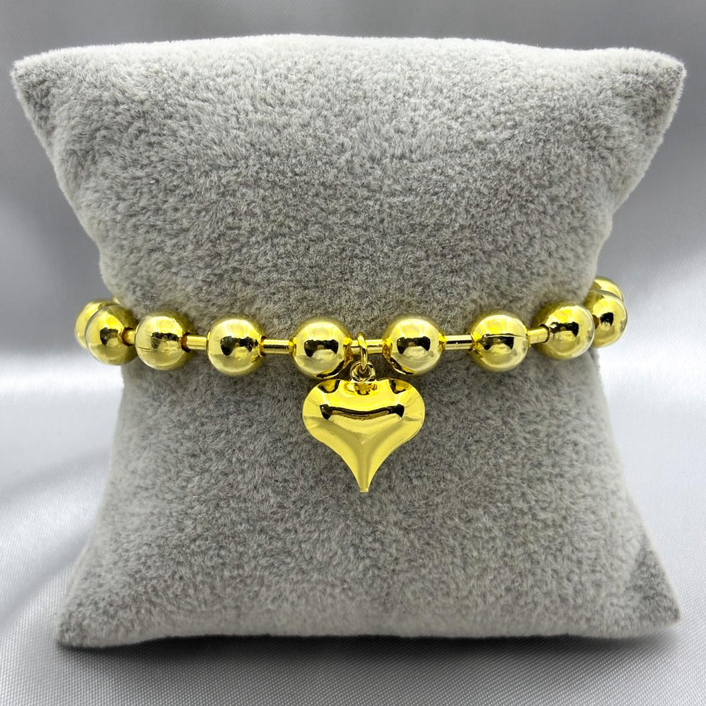 #PAL142 - Pulsera Corazón Ajustable Con Zirconia Oro Laminado 18K