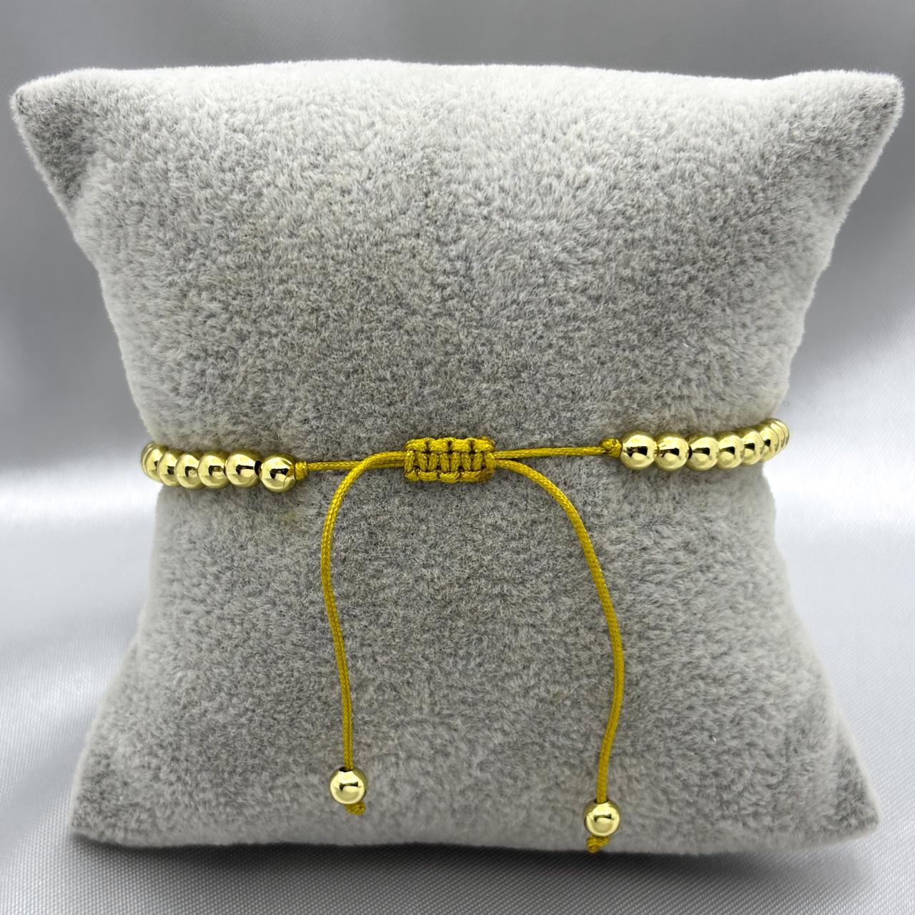 #PAL146 - Pulsera Ajustable Corazón Y Perlas Oro Laminado 18K