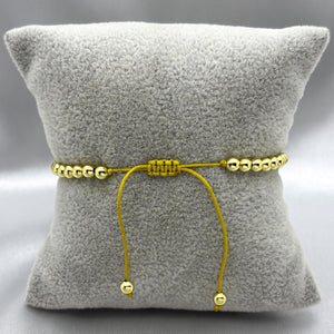 #PAL146 - Pulsera Ajustable Corazón Y Perlas Oro Laminado 18K