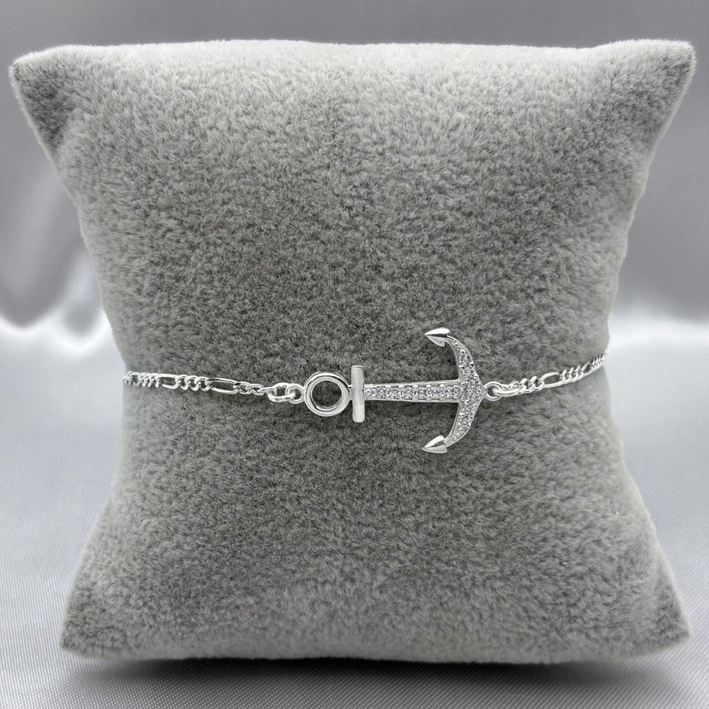 #PA219 - Pulsera Ancla Con Zirconia Plata - A09/2.4
